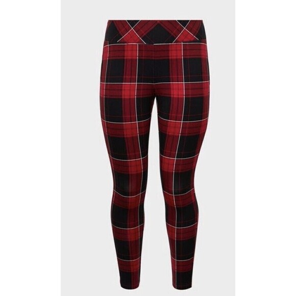 Torrid Womans Sz 4R Premium Ponte Red Plaid Pixie Pants Comfort NWOT - Picture 4 of 12